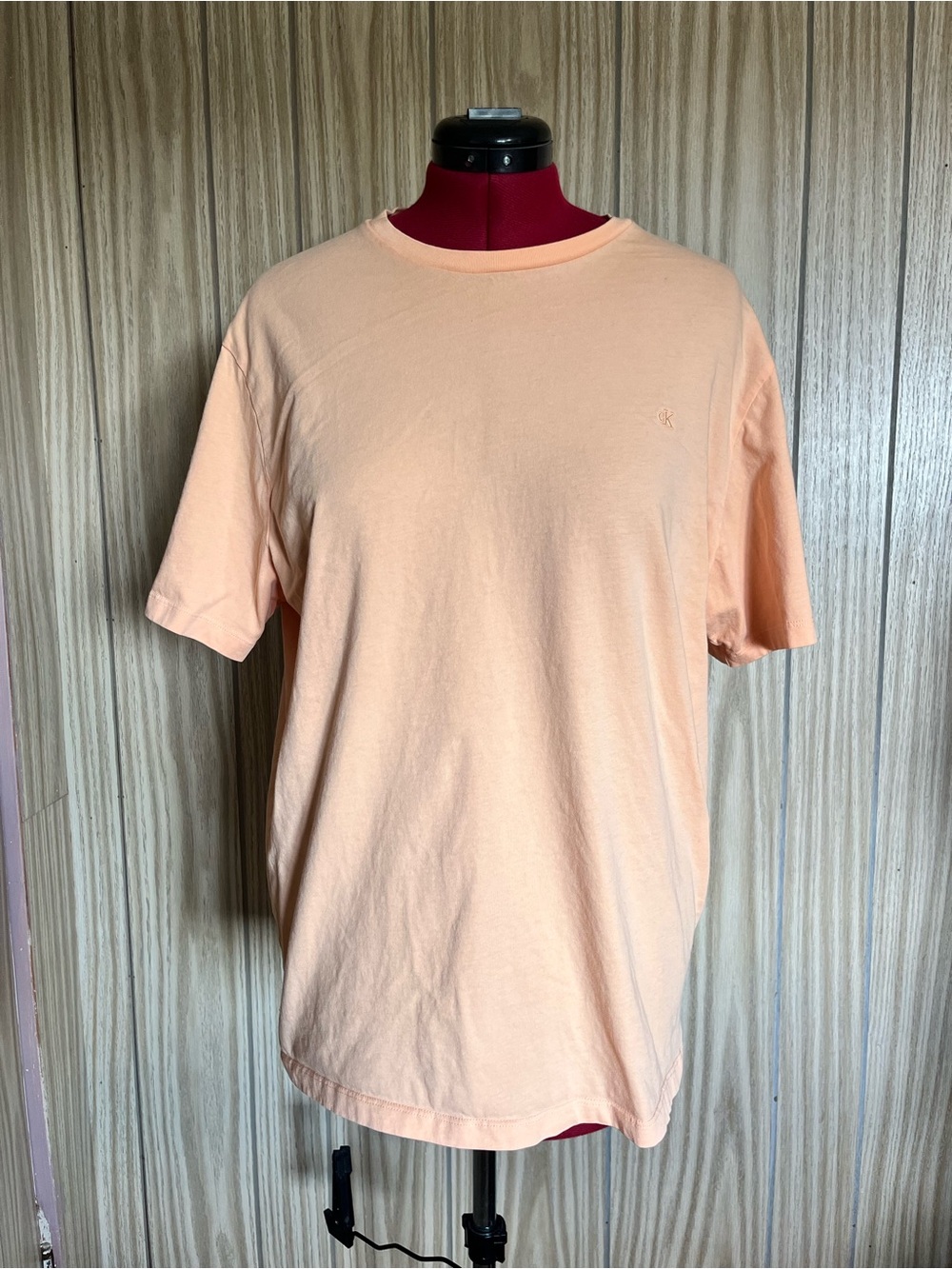 Calvin Klein Classic Fit Peach Pastel Pink Embroidered Logo T-Shirt XXL